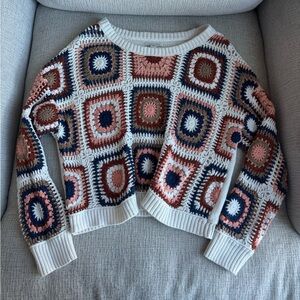 American Eagle Outfitters Knit Sweater in Pink and Cream